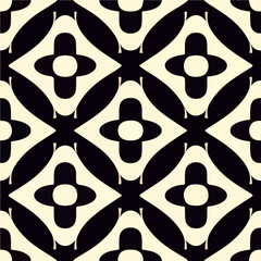 Timeless black and white pattern on a white background, reminiscent of art deco elegance. Its patterned tilework aesthetic makes it perfect for both textiles and repeated fabric designs.