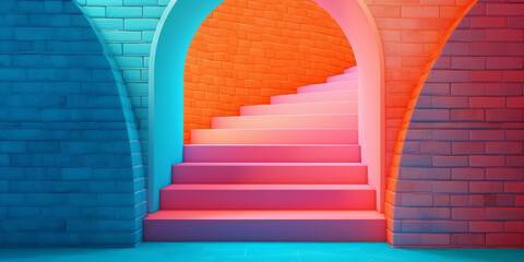 archway in colorful minimalistic style