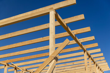 the wooden part of the prefabricated structure of a frame building