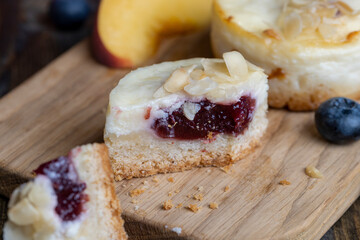 Mini cheesecake cake with fruit blueberry filling