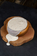 natural yogurt with the addition of pieces of ripe fruit