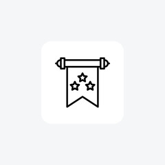 Star scroll paper, royal, scroll, paper Vector Line Icon