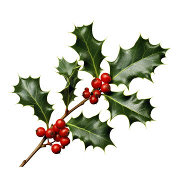 Holly branch. transparent background