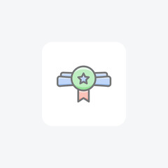 Certificate, winning, achievement Vector Awesome Fill Icon