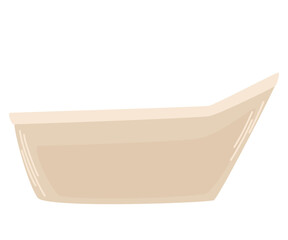 Modern bathtub is isolated on a white background. Bathroom interior item. Vector illustration