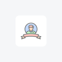 user badge, award badge, ribbon Vector Awesome Fill Icon