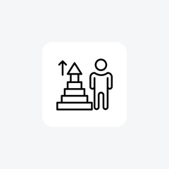 Worker Growth Hr, Human Resource Vector Line Icon