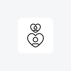 User In Heart Shape Hr, Human Resource Vector Line Icon