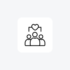 Group Of Users With Heart Shape Hr, Human Resource Vector Line Icon