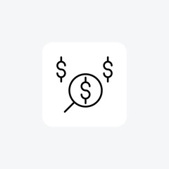 Dollar Sign In Magnifier Hr, Human Resource Vector Line Icon
