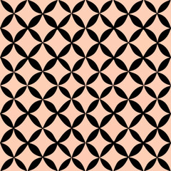 Naklejka premium Seamless black and white hexagonal pattern on a pink background, creating a repetitive fabric design.