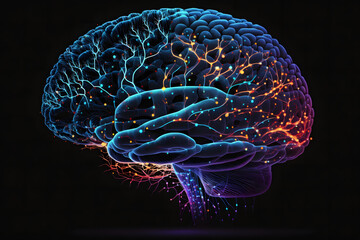 Digital Art Piece Showing Human Brain As A Dynamic Color