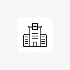 Hospital, Healthcare, Clinic, Medical Center Vector Line Icon