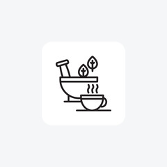 Medicated Tea, Herbal Tea Vector Line Icon