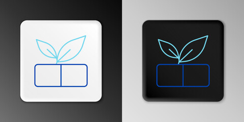 Line Medical pill with plant icon isolated on grey background. Herbal pill. Colorful outline concept. Vector