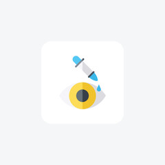 Eye Dropper, Vision, Ophthalmology, Eye Care Vector Flat Icon