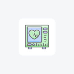 Heart Rate, Pulse, ECG, Medical Equipment Vector Awesome Fill Icon