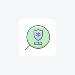 Magnifier, Pill, Shield, Inspection Vector Awesome Fill Icon