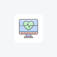 Health Monitoring, Heart Rate, Pulse Vector Awesome Fill Icon