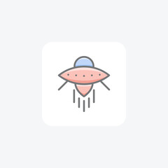 Ufo, Alien, Spacecraft, Flying saucer Vector Awesome Fill Icon