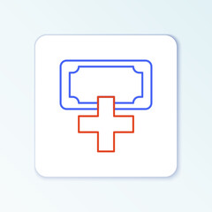 Fototapeta premium Line Donation and charity icon isolated on white background. Donate money and charity concept. Colorful outline concept. Vector