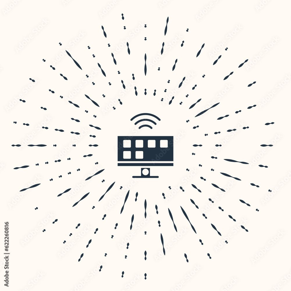 Poster grey smart tv system icon isolated on beige background. television sign. internet of things concept 