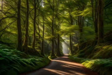 Obraz na płótnie Canvas path in the forest AI generated