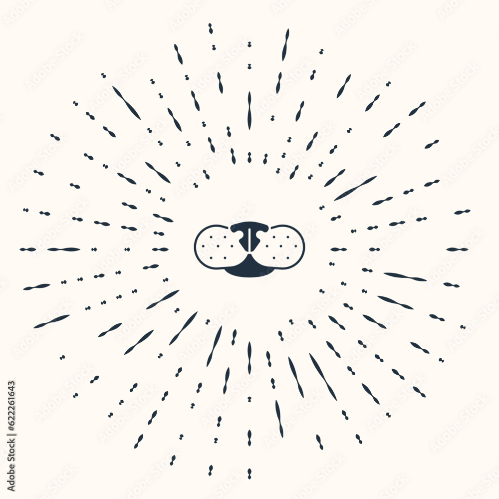 Poster grey cat nose icon isolated on beige background. abstract circle random dots. vector