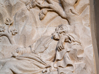 Jesus sleeping under a tree stone sculpture at Burgos Spain