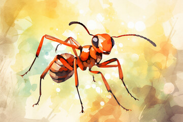 watercolor style painting of ant shapes