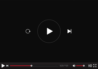 Video player interface template. Vector design for web and mobile apps.