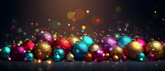 Obraz na płótnie Canvas Festive Christmas Delight Colorful Baubles and Glowing Lights Illuminate the Holiday Background generative ai