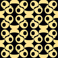 Vibrant circles in black and yellow form a mesmerizing pattern, resembling the intricate Sierpinski gasket. It repeats flawlessly for fabrics and prints.
