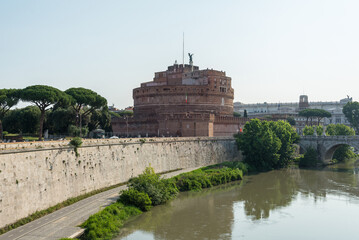 Castel Sant'Angelo and Tiber river. The Mausoleum of Hadrian