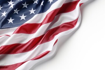 Authentic holiday background featuring US flag isolated on white with copy-space. AI generated