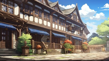 Obraz premium Church in the village of the country. AI generated art illustration.