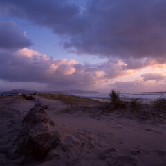 sunset over the beach