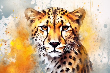 watercolor style painting of a leopard shape