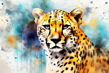 watercolor style painting of a leopard shape