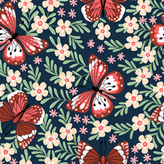 Seamless pattern with butterflies - 622265827