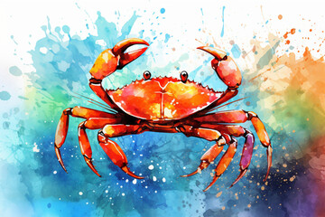 Watercolor style painting of crab shape - obrazy, fototapety, plakaty