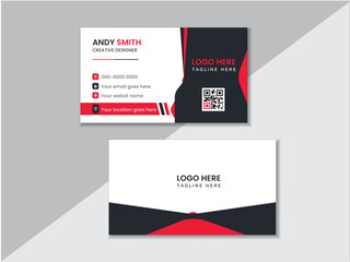 corporate name card design with red and black