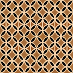 Fototapeta premium Striking brown and black geometric pattern reminiscent of Art Deco and Art Nouveau floor designs. It showcases intricate shapes and creates an elegant and artistic ambiance.