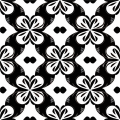 Classic black and white pattern showcasing intricate circles, reminiscent of art nouveau style. Its repeating motif makes it suitable for fabric designs and damask inspired decor.