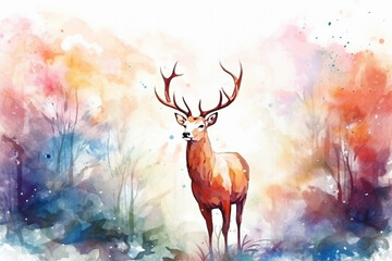 watercolor style painting of deer shape