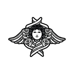 Antique style illustration of seraph