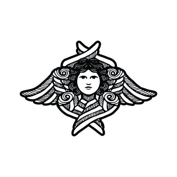 Antique style illustration of seraph