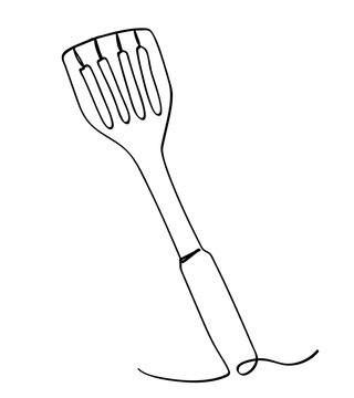 recommend clip art: simple vector sketch spatula single one line art, continuous
