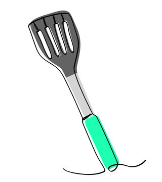 recommend clip art: simple vector sketch spatula single one line art, continuous
