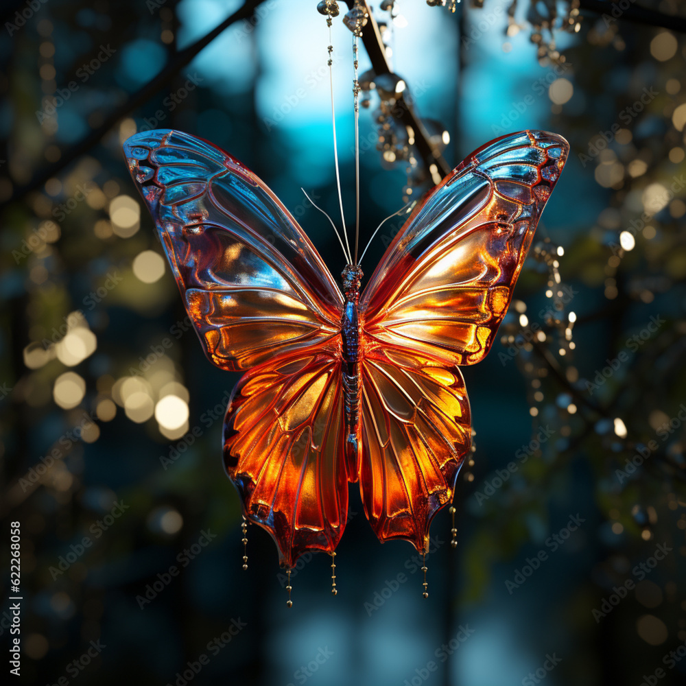 Poster an abstract representation of a butterfly emerging from its chrysalis, symbolizing transformation an